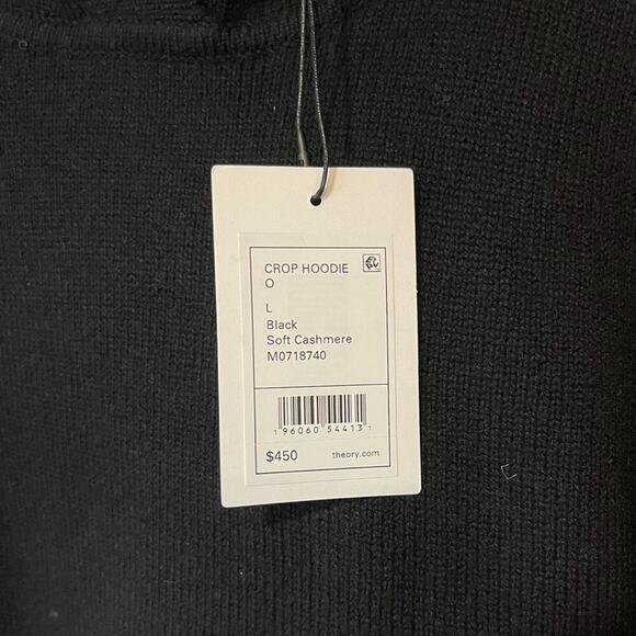 Theory Cashmere Crop Hoodie in Black. - Picture 4 of 4